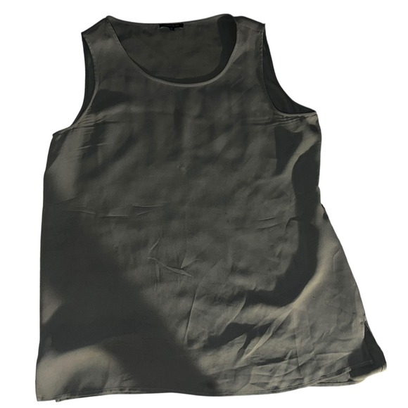 Lafayette 148 Green Silk Sleeveless Top Sz L | Crew Neck Luxury Office Blouse - Picture 1 of 5